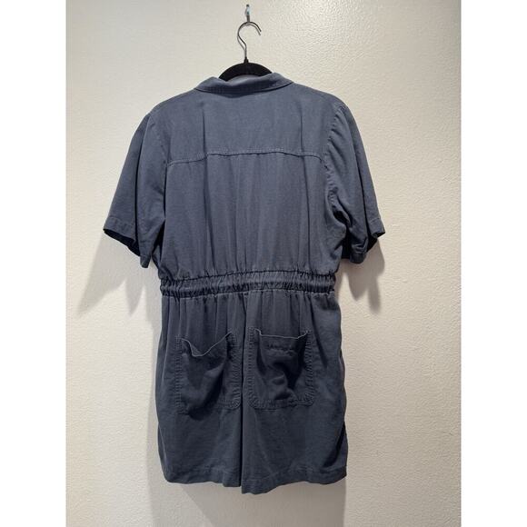 Universal Thread Romper Women’s Size Medium Blue Linen Blend Button Down Coastal - Picture 2 of 8